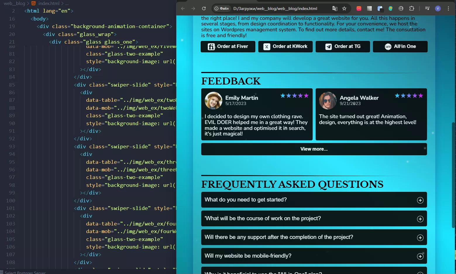 Работа ученика: сайт на Django